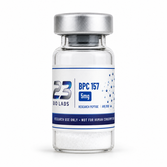 BPC-157 5 mg research peptide vial by 23 Bio Labs