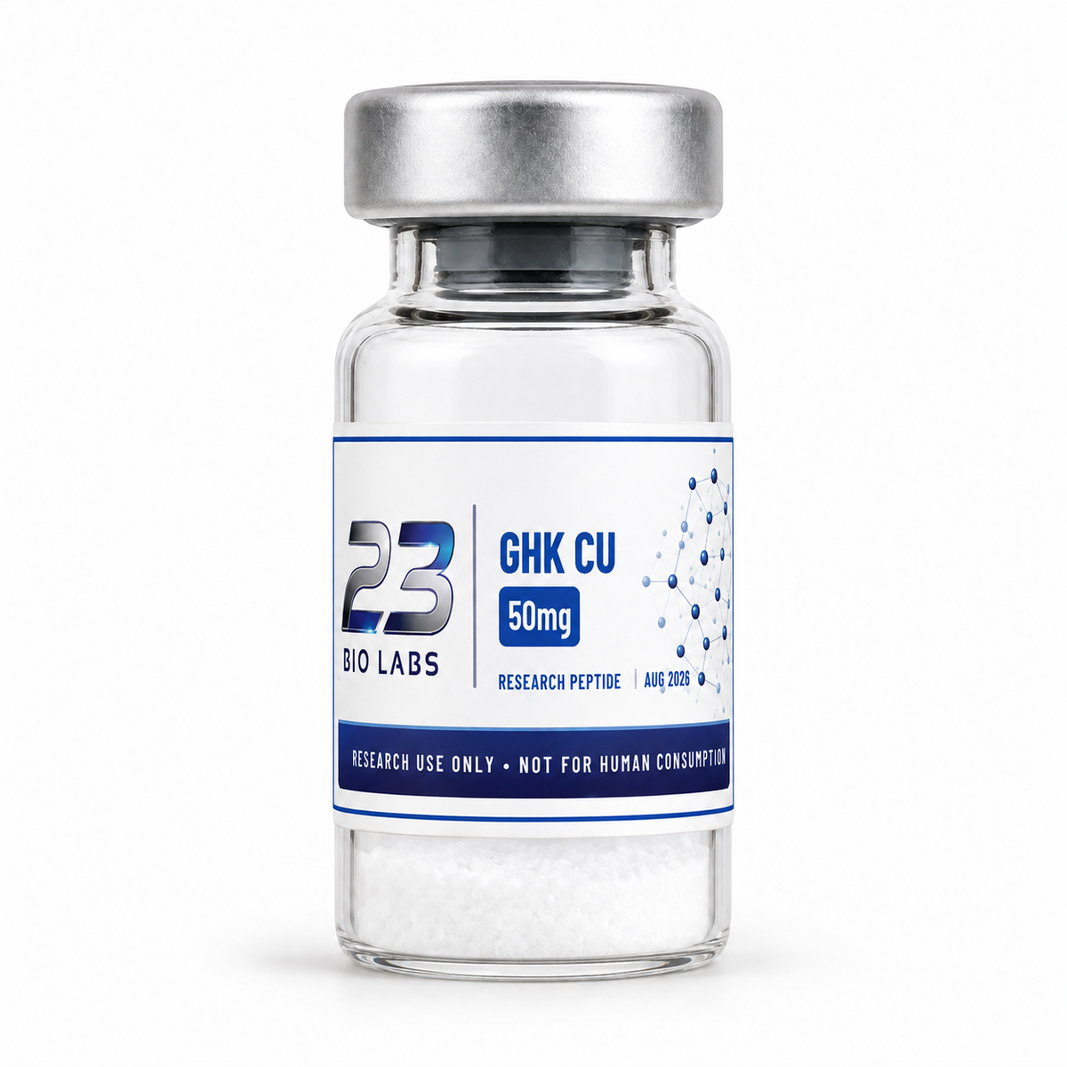 GHK-Cu 50 mg research peptide vial by 23 Bio Labs