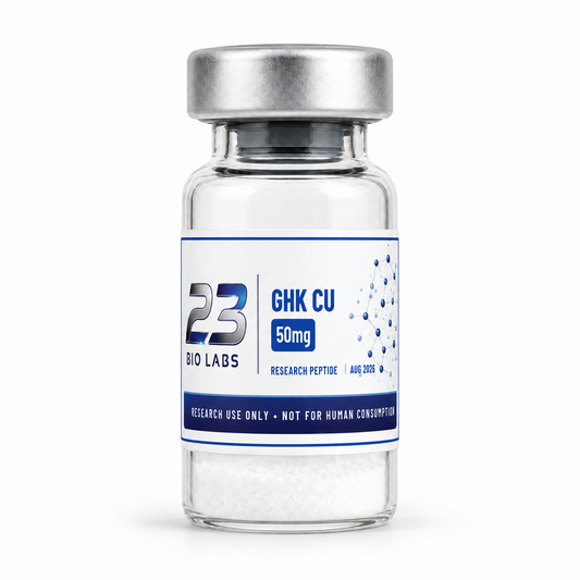 GHK-Cu 50 mg research peptide vial by 23 Bio Labs