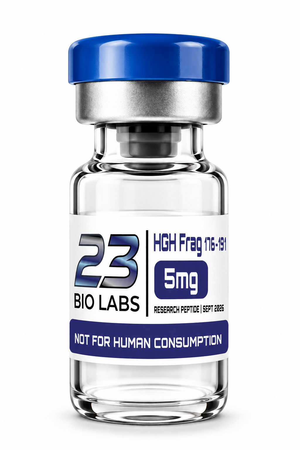 23 Bio Labs HGH Frag 176-191 5 mg research peptide vial on a white background