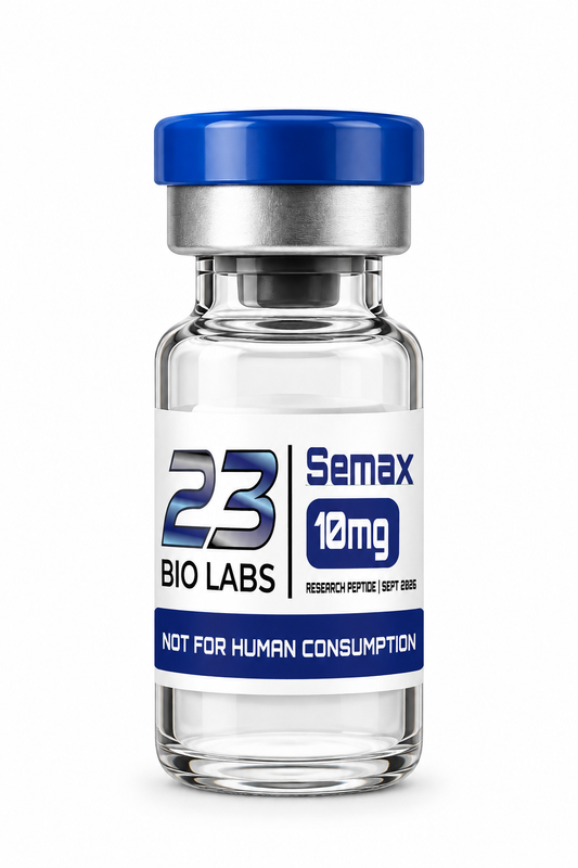 23 Bio Labs Semax 10 mg research peptide vial for laboratory research, not for human consumption.