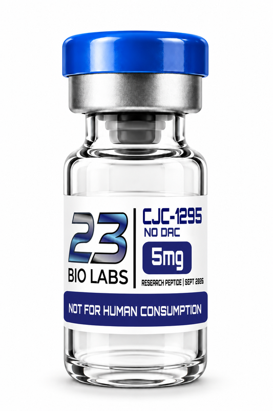 CJC-1295 No DAC 5mg research peptide vial by 23 Bio Labs – laboratory research use only, not for human consumption.